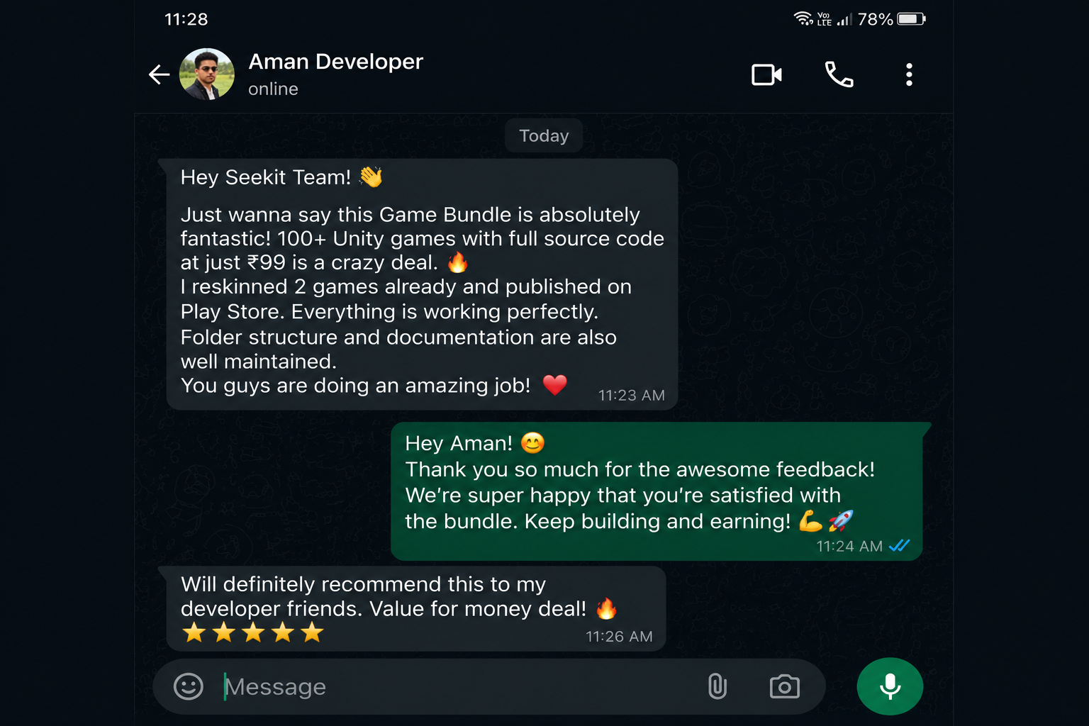 Customer testimonial
