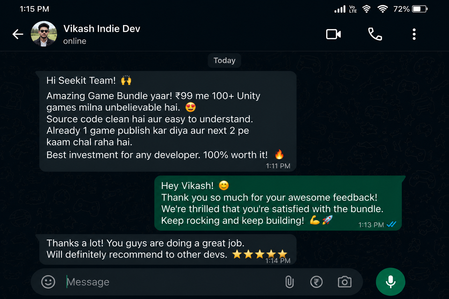 Customer testimonial