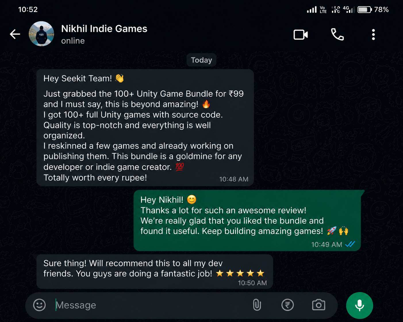 Customer testimonial